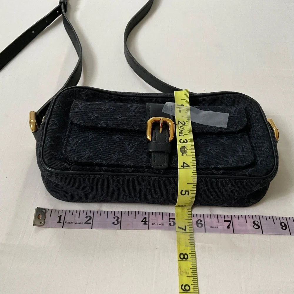 LOUIS VUITTON Vintage Juliette Mini Lin Monogram Canvas Crossbody Navy Blue